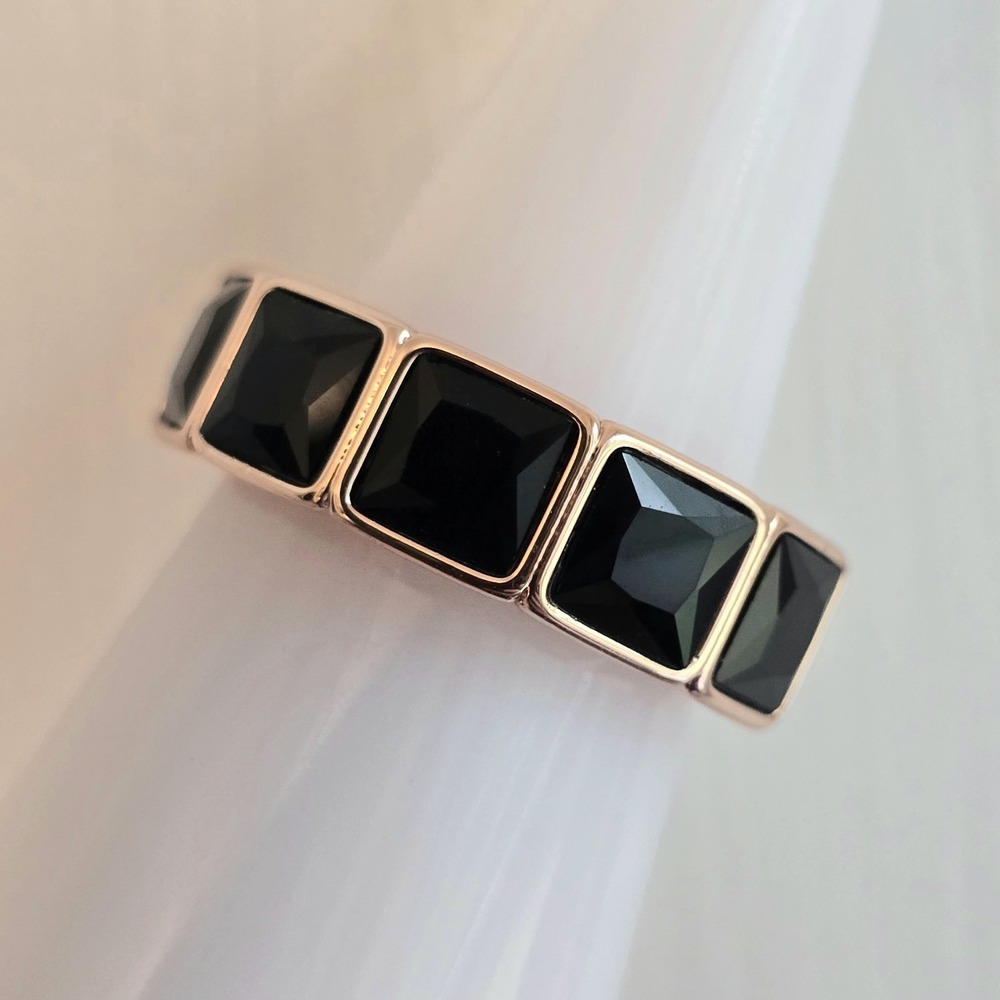 Bomb Party RG73118 Size 6 Ring - Line of Love We Follow Black Onyx Rose Gold NEW